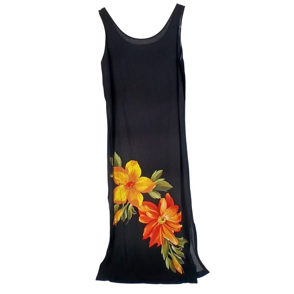 Vintage Tropical Floral Maxi Dress Womens LG Phoebe Buffay 90s Vacation Boho